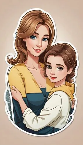 fairy tale icons,mother and daughter,mom and daughter,sabriel,pregnant woman icon,little girl and mother,Unique,Design,Sticker