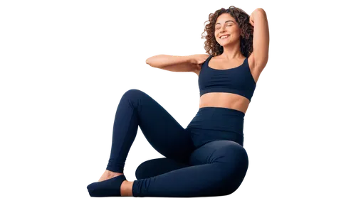 Healthy lifestyle, fit woman, 25yo, smiling, relaxed posture, natural makeup, curly brown hair, yoga pants, sports bra, barefoot, stretching, morning sunlight, soft focus, warm color tone, shallow dep