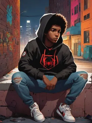 spotify icon,hoodie,abel,digital painting,world digital painting,soundcloud icon,novelist,would a background,vector art,cg artwork,dj,youtube icon,twitch icon,vector illustration,fan art,soundcloud logo,portrait background,city youth,sweatshirt,digital artwork,Illustration,Japanese style,Japanese Style 08