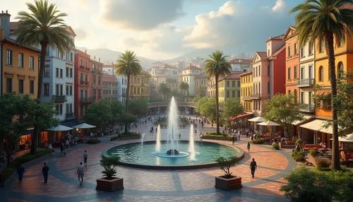 the disneyland resort,venice square,beverly hills,universal studios singapore,disneyland park,cityplace,imagineering,walt disney world,venetian,pasadena,macao,disney world,city fountain,marrakesh,floride,townscapes,cartoon video game background,mizner,visalia,venice,Photography,General,Realistic