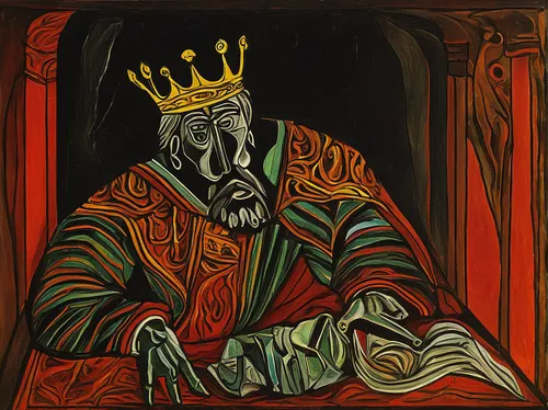 king lear,king caudata,king david,king arthur,the ruler,the abbot of olib,king crown,throne,st jacobus,magus,twelve apostle,khokhloma painting,magistrate,vestment,king ortler,high priest,melchior,king,crowned,bishop,Art,Artistic Painting,Artistic Painting 05