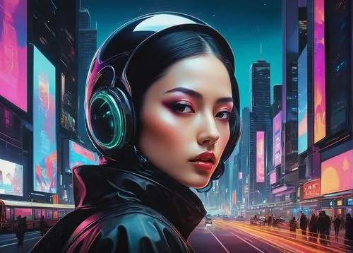 cyberpunk,audio player,sci fiction illustration,welin,electronic music,audiophile,cyberpunks,wireless headset,music background,headphone,neuromancer,music player,audiofile,cybernetic,audiophiles,electropop,asian woman,shadowrun,earphone,jablonsky,Conceptual Art,Daily,Daily 14