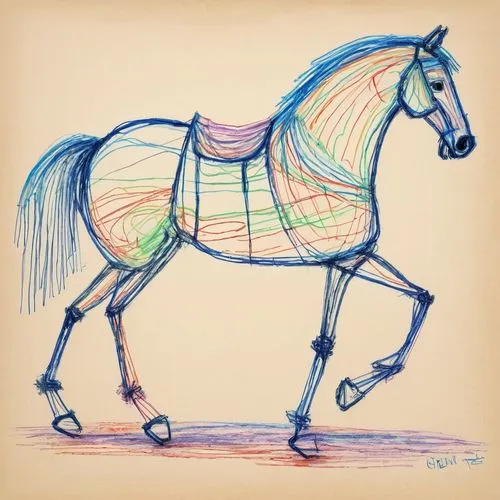 colorful horse,painted horse,dressage,draft horse,warhorse,saddlebred,Illustration,Black and White,Black and White 08