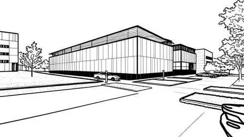 sketchup,revit,renderings,3d rendering,line drawing,mono-line line art,school design,unbuilt,nurbs,office line art,street plan,newbuilding,new building,warehouses,coloring page,bunshaft,inria,coloring