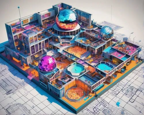 cybertown,microdistrict,micropolis,solar cell base,graecorum,arcology,hub,cybercity,ecolo,megapolis,fantasy city,cyberia,isometric,primosphere,electrohome,space port,manufactory,cubic house,cyberport,3d render,Illustration,Realistic Fantasy,Realistic Fantasy 38