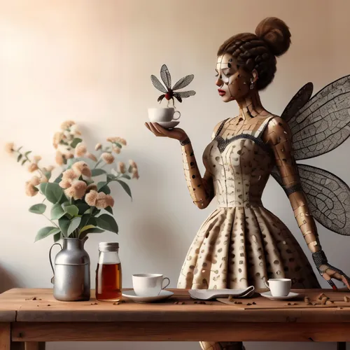 business angel,tea art,woman drinking coffee,coffee tea illustration,doll kitchen,vintage angel,wood angels,barmaid,angel figure,vintage doll,tea party collection,tea and books,little girl fairy,chemex,designer dolls,paper art,fragrance teapot,angel gingerbread,cupido (butterfly),tea time