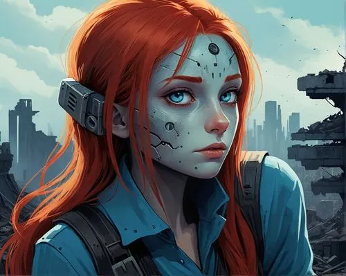 liora,irisa,liara,aloy,sci fiction illustration,cyborg