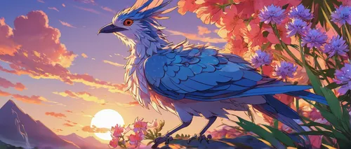 springtime background,flower and bird illustration,spring bird,spring background,easter background,gryphon,dusk background,spring unicorn,blue birds and blossom,nature bird,lupine,hare of patagonia,araucana,feathers bird,blue bird,bird painting,bird kingdom,bird illustration,peacocks carnation,bird bird kingdom,Illustration,Japanese style,Japanese Style 03