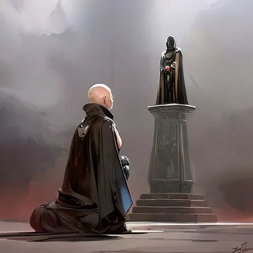 kings landing,vader,darth vader,cloak,kneel,thrones,lone warrior,father and son,senate,imperial coat,game of thrones,the statue,monks,cg artwork,the throne,celebration cape,the abbot of olib,father-son,the fallen,concept art