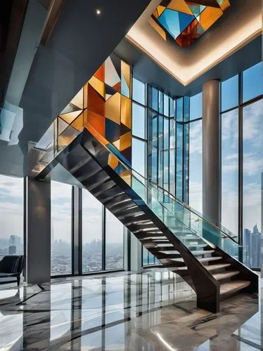 glass wall,penthouses,steel stairs,winners stairs,outside staircase,staircase,structural glass,staircases,interior modern design,glass facades,modern decor,contemporary decor,glass facade,the observation deck,stairwells,glass building,stairwell,escaleras,modern office,stairway,Art,Artistic Painting,Artistic Painting 45