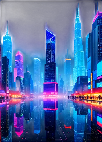 cybercity,cityscape,guangzhou,shanghai,metropolis,city skyline,dubai,cyberpunk,city at night,dubia,ctbuh,lumpur,cyberport,colorful city,futuristic landscape,skyscrapers,polara,fantasy city,cybertown,synth,Conceptual Art,Daily,Daily 31