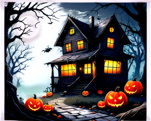 halloween background,halloween illustration,houses clipart,halloween poster,halloween scene,halloween frame,haunted house,the haunted house,halloween wallpaper,witch's house,witch house,halloween vector character,halloween and horror,halloween night,halloween decoration,october 31 halloween,halloween line art,halloween,halloween border,trick or treat,Unique,Design,Sticker