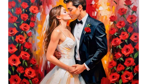 oil painting on canvas,wedding frame,romantic portrait,art painting,photo painting,wedding couple,oil painting,vettriano,matrimonio,pittura,young couple,wedding invitation,amants,spray roses,wedding decoration,casados,elopement,red roses,pintura,flower painting,Conceptual Art,Oil color,Oil Color 20