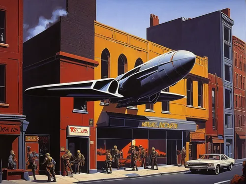 Devise a striking and bold wall painting for an urban art gallery.,douglas dc-6,douglas aircraft company,douglas dc-7,douglas dc-3,douglas dc-4,boeing 2707,lockheed,supersonic transport,edsel citation