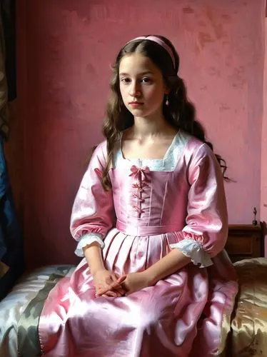 little girl in pink dress,female doll,the little girl's room,doll's house,portrait of a girl,young girl,habanera,painter doll,cosette,principessa,girl sitting,gustavian,vintage doll,sokurov,the little girl,vaganova,girl on the stairs,princess sofia,girl with cloth,dmitriyeva,Art,Classical Oil Painting,Classical Oil Painting 07