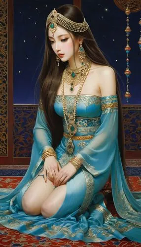 mastani,oriental princess,rem in arabian nights,odalisque,sheherazade,radha,Illustration,Realistic Fantasy,Realistic Fantasy 08