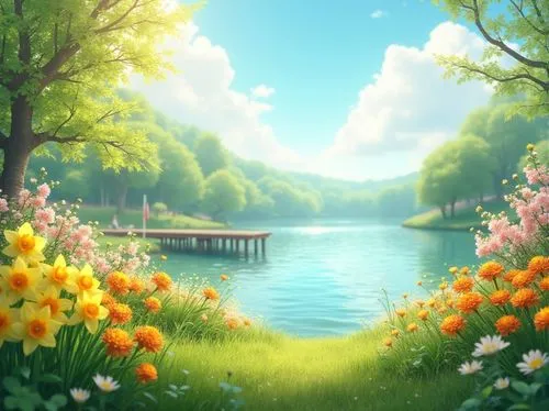 springtime background,spring background,landscape background,nature background,easter background,spring morning,flower background,spring nature,blooming field,spring lake,summer background,spring leaf background,cartoon video game background,spring sun,spring greeting,flower water,sea of flowers,background view nature,full hd wallpaper,springtime,Photography,General,Realistic