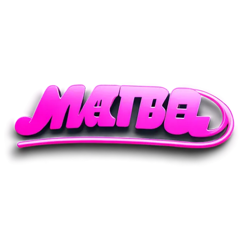 Pink Mattel logo, solo, 3D rendering, metallic material, rounded edges, bright pink color, glossy finish, reflective surface, center composition, soft focus, blurred background, transparent PNG, high-