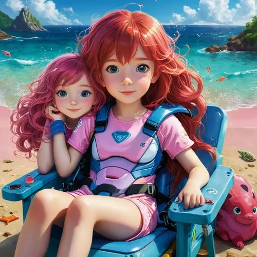 ponyo,lilo,redhead doll,dollfus,redheads,little mermaid,ariel,lavagirl,under sea,pink beach,pinzi,3d fantasy,maeve,anime 3d,doll figures,cute cartoon character,dolls,under the sea,nautical children,oceanica,Photography,Documentary Photography,Documentary Photography 30