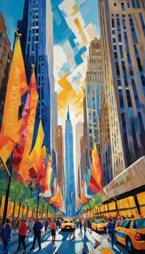 mousseau,colorful city,levinthal,rosenquist,colescott,city scape,cityscapes,feitelson,rockefeller plaza,art painting,world digital painting,bechtler,ueberroth,dubbeldam,rockefeller center,wall street,dobner,tollner,new york,trenaunay,Conceptual Art,Oil color,Oil Color 20