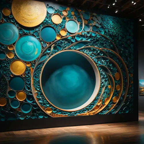 colorful glass,a museum exhibit,artscience museum,glass marbles,decorative art,art gallery,mosaic glass,glass painting,kinetic art,exhibit,wall decoration,chrysanthemum exhibition,torus,futuristic art museum,shashed glass,aquarium decor,vortex,wall panel,interior decor,art museum