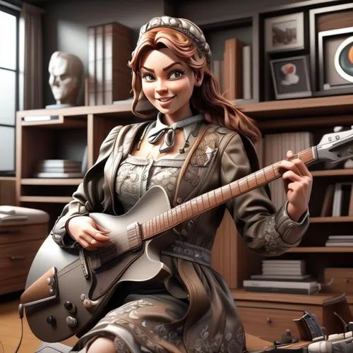 librarian,violin woman,guitar player,painter doll,musician,sculptor,artist doll,girl with gun,art bard,girl with a gun,victorian lady,clay doll,woman playing,wooden mannequin,banjo player,artist's mannequin,sculpt,female doctor,girl in a historic way,lady pointing