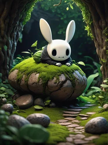 white rabbit,forest animal,little rabbit,wood rabbit,hare trail,background ivy,little bunny,in the forest,forest background,children's background,white bunny,studio ghibli,rabbit,hatch,gray hare,undergrowth,hoppy,cute cartoon character,bunny,cartoon video game background,Art,Classical Oil Painting,Classical Oil Painting 25