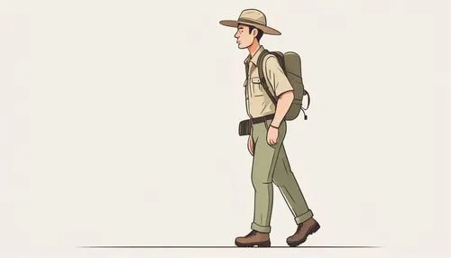 park ranger,rifleman,safari,indiana jones,walking man,anzac,ranger,sheriff,hiker,khaki,standing man,scout,brown hat,cowboy,surveyor,military person,a pedestrian,pedestrian,farmer,the wanderer