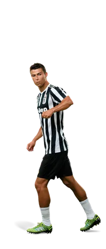 Cristiano Ronaldo, athletic male, Portuguese footballer, solo, (35yo), handsome face, short hair, strong jawline, piercing eyes, muscular arms, chest, waist, legs, wearing Juventus FC jersey, shorts, 