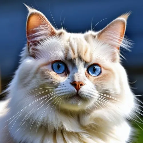 blue eyes cat,cat with blue eyes,turkish angora,cat on a blue background,siberian cat,birman,norwegian forest cat,turkish van,british longhair cat,american curl,ragdoll,breed cat,blue eyes,domestic long-haired cat,white cat,kurilian bobtail,siamese cat,calico cat,maincoon,cat portrait,Photography,General,Realistic