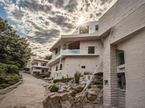 a very pretty and fancy looking house with a sky background,landour,fallingwater,namsan hanok village,laoshan,hushan,palace of knossos,Architecture,General,Modern,Mexican Modernism