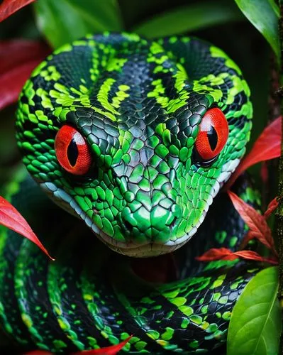 green python,pitviper,emerald lizard,lagarto,morelia viridis,vipera,green mamba,patrol,lampropeltis,green snake,beautiful chameleon,boomslang,nonvenomous,chameleon,trimeresurus,liophis,reptile,green eyes,chameleonlike,abronia,Illustration,Realistic Fantasy,Realistic Fantasy 45