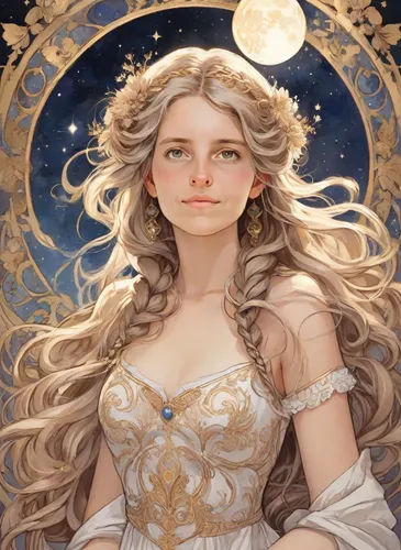 zodiac sign libra,jessamine,libra,star mother,fantasy portrait,moonflower,golden wreath,zodiac sign leo,constellation unicorn,zodiac sign gemini,rapunzel,golden crown,sun moon,white rose snow queen,celtic queen,angelica,celestial body,luna,lunar,horoscope libra