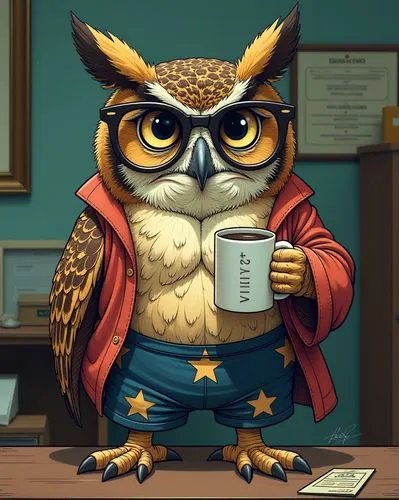 reading owl,boobook owl,otus,owl background,owl,owlman,Illustration,American Style,American Style 13