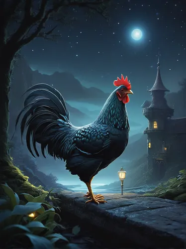 cockerel,rooster,landfowl,vintage rooster,chicken 65,the chicken,the hen,pullet,night bird,hen,roosters,portrait of a hen,chicken bird,fowl,chook,gallus,chicken,red hen,bantam,redcock,Conceptual Art,Sci-Fi,Sci-Fi 25