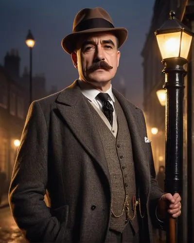 gas lamp,detective,holmes,inspector,sherlock holmes,downton abbey,lamplighter,the victorian era,stovepipe hat,george russell,sherlock,deadwood,iron street lamp,victorian,estate agent,cordwainer,bowler hat,al capone,chimney sweeper,victorian style,Illustration,American Style,American Style 11