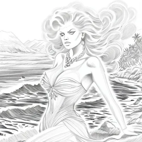 siren,mermaid background,the sea maid,wind wave,fashion illustration,aphrodite,the wind from the sea,aphrodite's rock,mermaid vectors,rusalka,digital drawing,god of the sea,beach background,fantasy wo