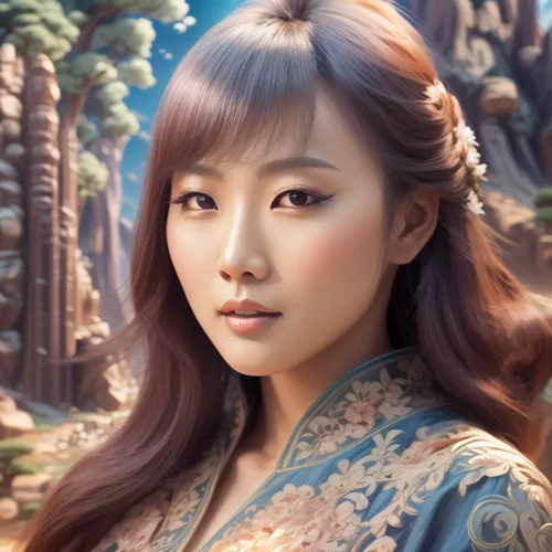 oriental princess,inner mongolian beauty,fantasy portrait,oriental girl,oriental painting,tan chen chen,chinese art,songpyeon,world digital painting,asian woman,korean,mulan,xiangwei,korean culture,hanbok,ao dai,dragon li,korean history,portrait background,hong