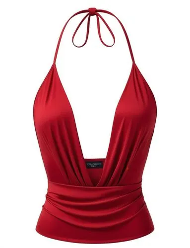 时髦、性感、欧美风格,a woman is wearing a red bathing suit with tied up straps,shapewear,camisole,vermelho,silk red,jogbra,necklines