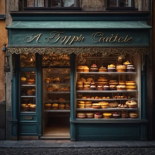 pâtisserie,soap shop,viennese cuisine,french confectionery,bakery,pastry shop,storefront,cake shop,butcher shop,confectioner,florentine,apothecary,kitchen shop,sweet pastries,paris shops,viennoiserie,store front,shopwindow,pastries,shop-window,Photography,General,Fantasy