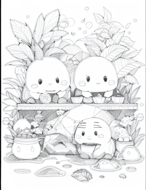 hedgehogs,toadstools,teapots,hedgehog heads,flowerpots,parsley family,robins in a winter garden,gooseberry family,little plants,flower pots,poppy family,turnips,small birds,white eggs,tangyuan,coffee 