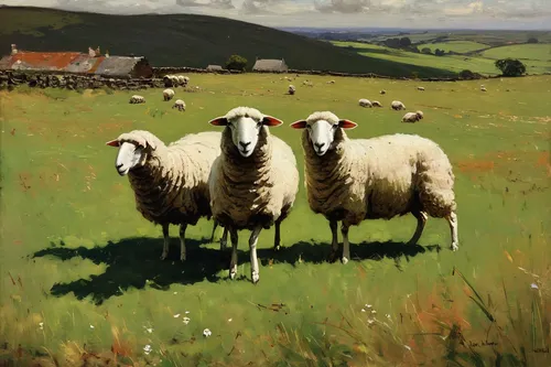 Edward Mitchell Bannister, Untitled (Sheep in a Field), 1883,sheep portrait,wensleydale,two sheep,male sheep,wool sheep,black head sheep,sheep,sheep knitting,the sheep,sheep head,sheeps,flock of sheep