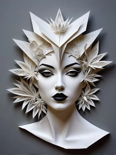 paper art,art deco woman,venetian mask,art deco ornament,decorative fan,decorative art,headdress,headpiece,moonflower,art deco,masquerade,art deco wreaths,decorative figure,white passion flower,metal embossing,sculpt,facets,star magnolia,white rose snow queen,allies sculpture,Unique,Paper Cuts,Paper Cuts 01