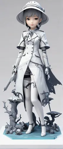 Create a haunting landscape in Yoji Shinkawa's artistic vision.,suit of the snow maiden,piko,delta sailor,chef hat,3d figure,parasol,cruella de ville,imperial coat,paper white,porcelaine,lady medic,sa