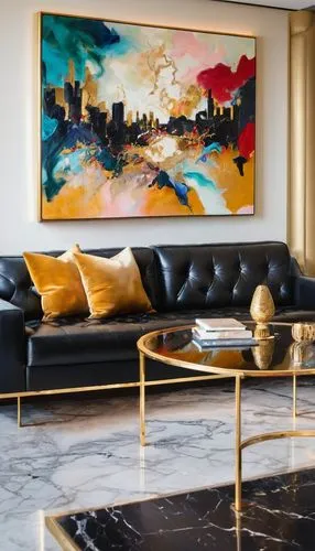 mid century modern,apartment lounge,gold wall,contemporary decor,modern decor,gold paint strokes,minotti,mahdavi,gold paint stroke,living room,credenza,interior decor,modern minimalist lounge,gold lacquer,livingroom,sitting room,luxury home interior,berkus,mid century,modern living room,Conceptual Art,Oil color,Oil Color 20