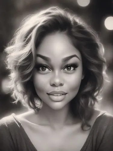 charcoal art of a woman, smiling seductively,african american woman,ester williams-hollywood,animated cartoon,world digital painting,havana brown,digital painting,airbrushed,nigeria woman,bjork,fantas