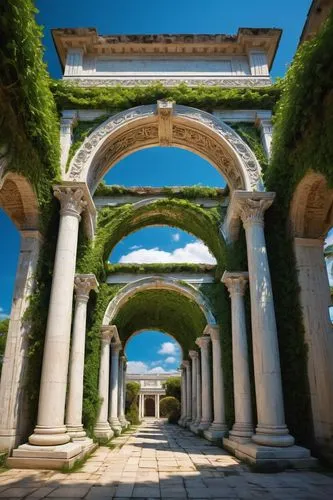 colonnades,pergola,peristyle,colonnade,caserta,gennadius,orangerie,roman columns,palace garden,greek temple,pula,monastery garden,the ruins of the palace,giarratano,giardino,kykuit,temple of diana,marble palace,porticoes,pompei,Illustration,Black and White,Black and White 18