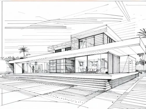 house drawing,3d rendering,mid century house,residential house,architect plan,modern house,beach house,line drawing,arq,houses clipart,archidaily,dunes house,garden elevation,designing,technical drawi