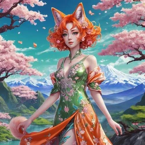 ostara,kitsune,japanese sakura background,amaterasu,fantasy portrait,spring background,fae,springtime background,faerie,fantasy picture,huiraatira,titania,fairie,komachi,garden-fox tail,oriental princess,okami,nami,yulan magnolia,xixia,Photography,Fashion Photography,Fashion Photography 02