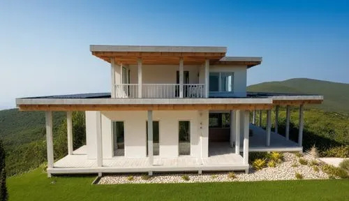 dunes house,cubic house,passivhaus,frame house,cantilevered,grass roof,Photography,General,Realistic